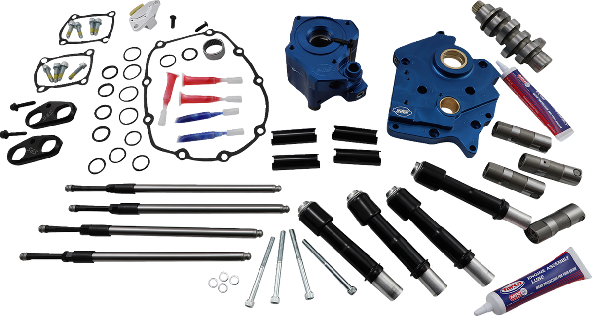 Cam Chest Kit With Plate - Chain Drive - Water Cooled - 465 Cam - Black Pushrods - M8