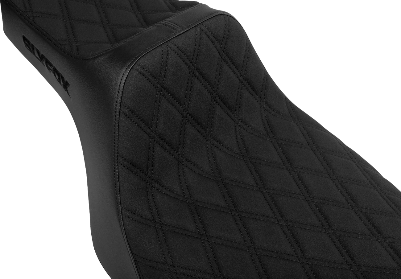 High Noon Seat - Double Diamond - Black Logo - Black Stitch - FLH/FLT '23-'25