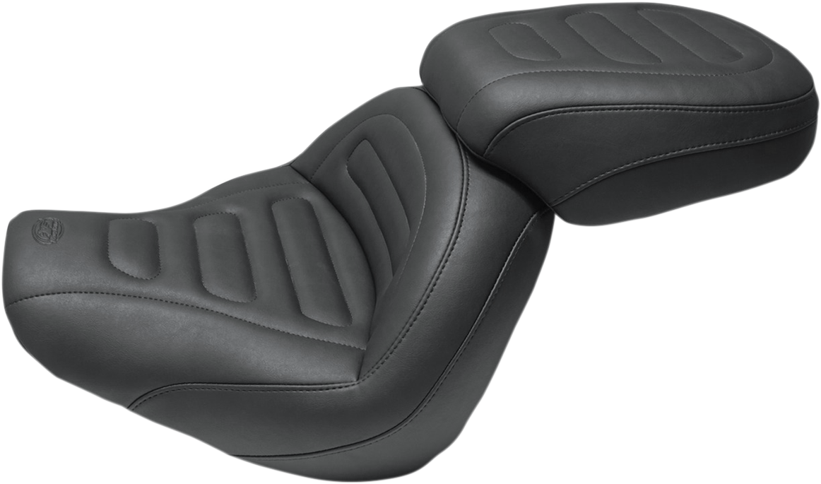 Max Profile Solo Touring Seat - Without Driver Backrest - Black - Trapezoid Stitch - FXFB/FXFBS