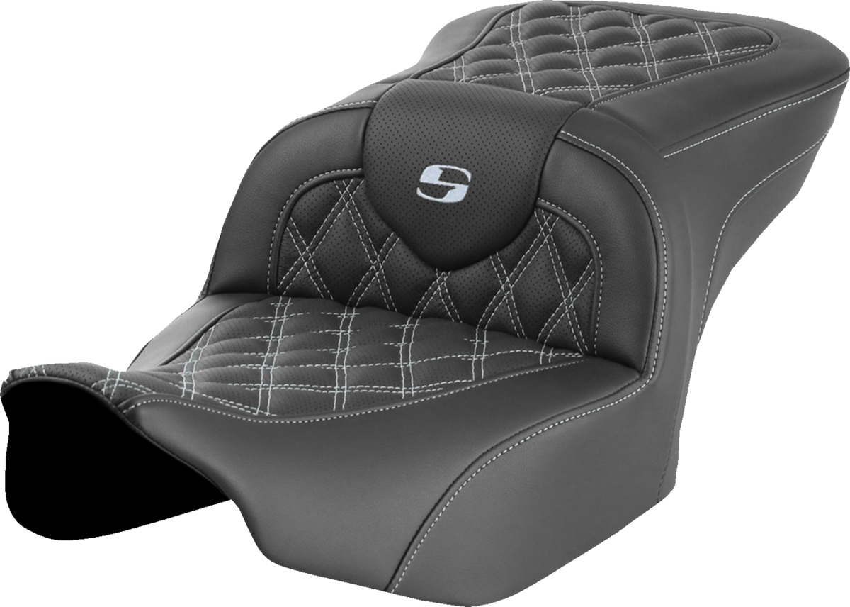 RoadSofa™ Seat - Without Backrest - Lattice Stitch - Silver Stitch - FLTR/FLHX '23-'24