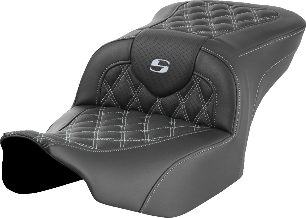 RoadSofa™ Seat - Without Backrest - Lattice Stitch - Silver Stitch - FLTR/FLHX '23-'24