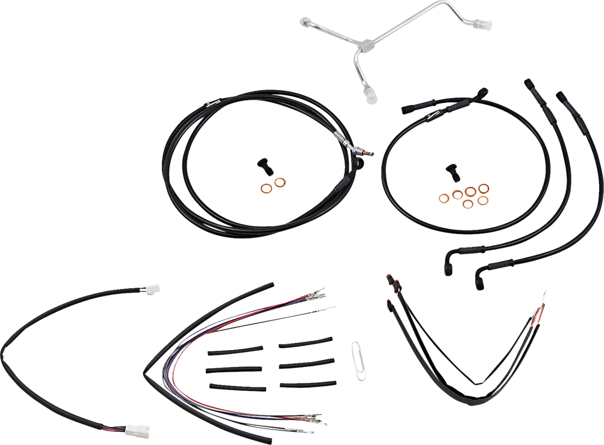 Complete Black Vinyl Handlebar Cable/Line Kit For Ape Hangers - 14" - '15-'16 FLTR