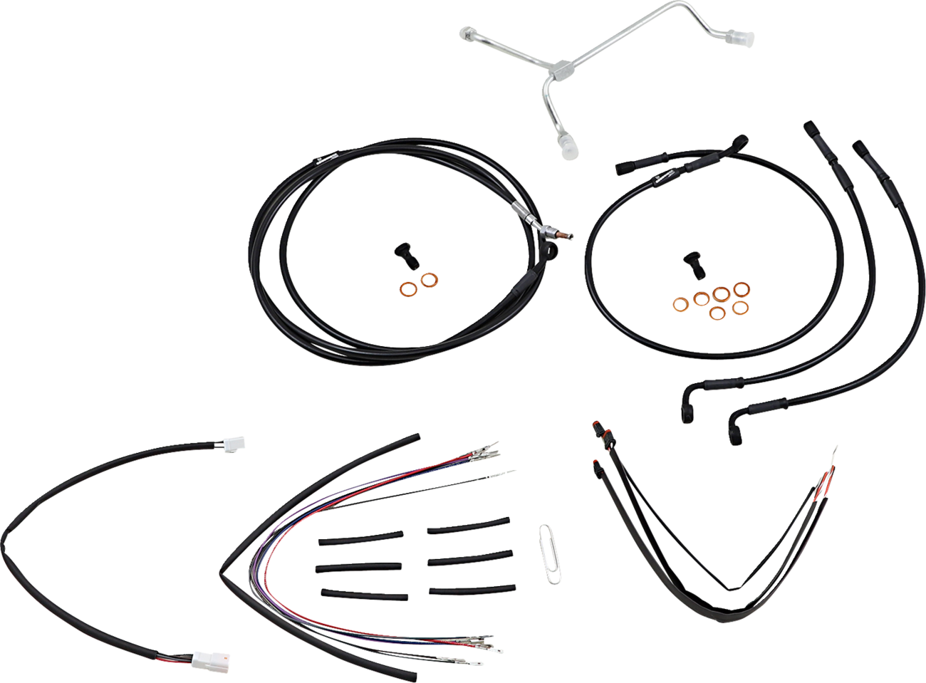 Complete Black Vinyl Handlebar Cable/Line Kit For Ape Hangers - 14" - '15-'16 FLTR