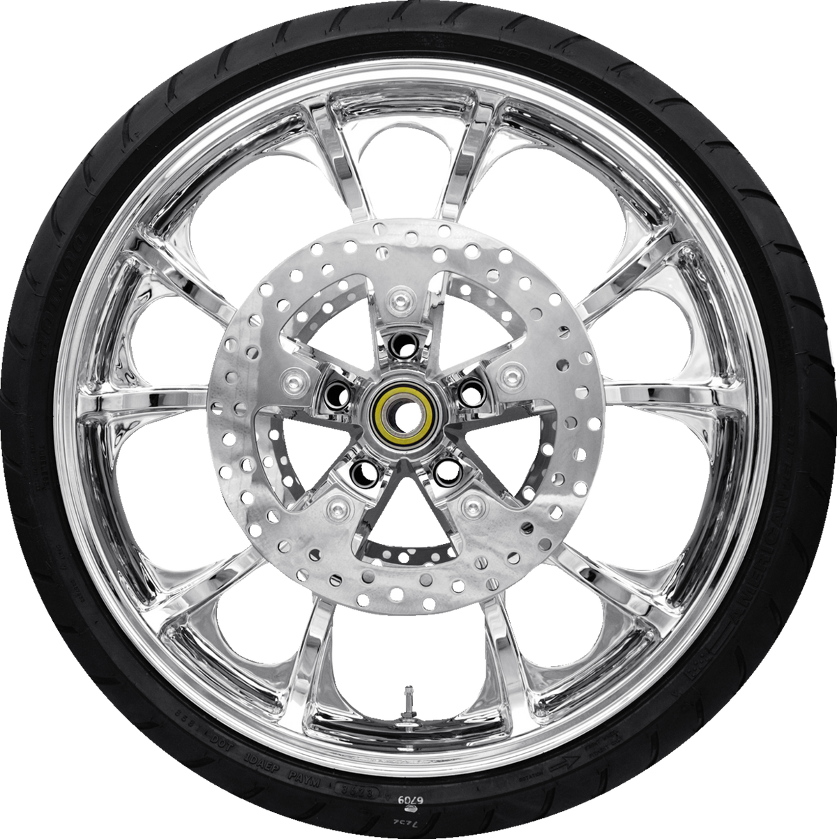 Largo Front Wheel - Chrome (21") | Rotors (11.8") | Dunlop AE2 Tire (130/60b21)