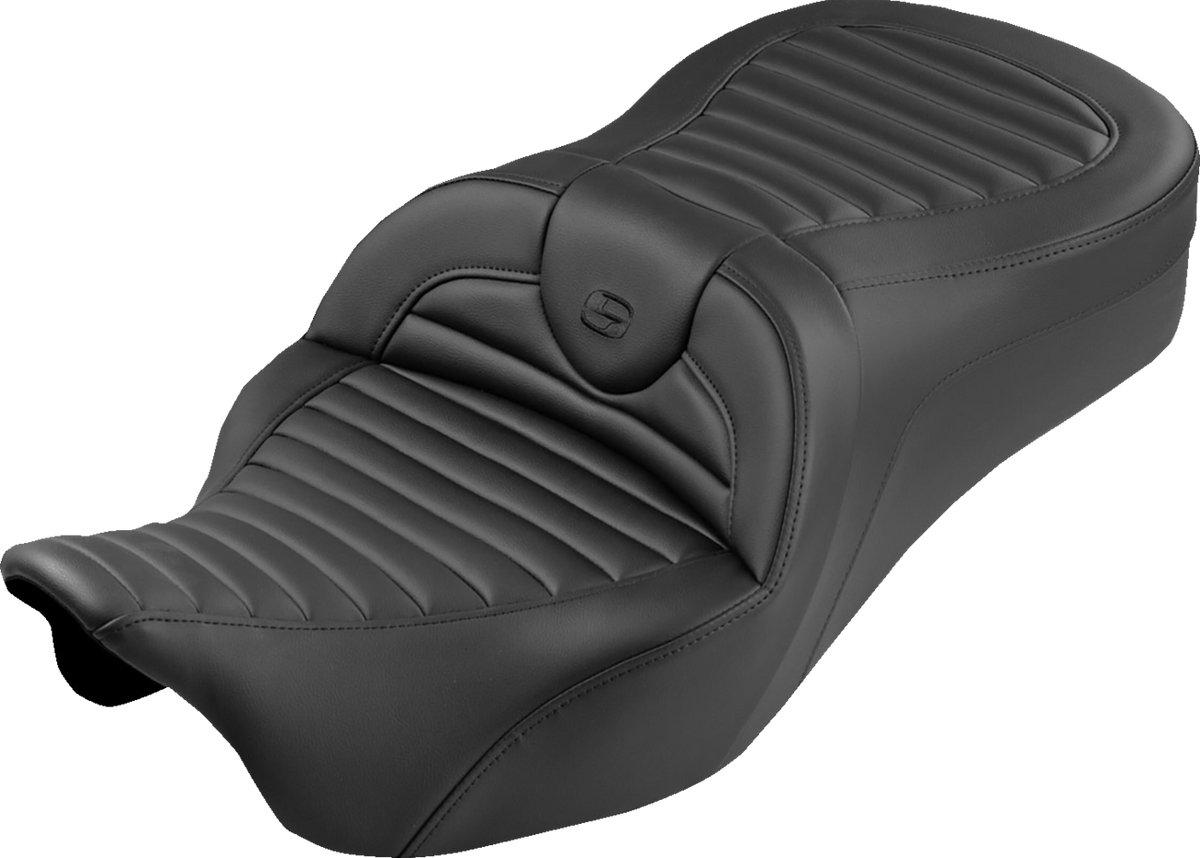 Roadsofa™ King Seat - Without Backrest - Tuck-N-Roll - Black Stitch - FLH/FLT '08-'25