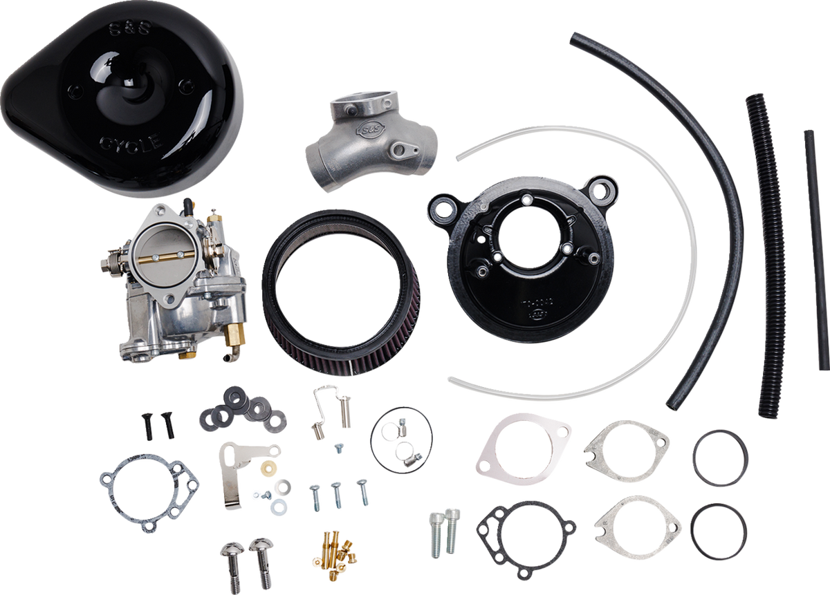 Super E Carburetor With Stealth Air Cleaner Kit - Gloss Black - Evolution Big Twin