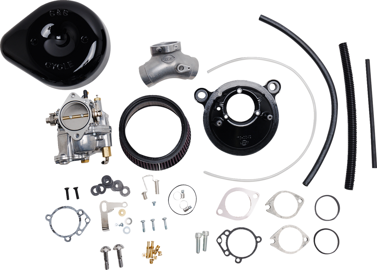 Super E Carburetor With Stealth Air Cleaner Kit - Gloss Black - Evolution Big Twin