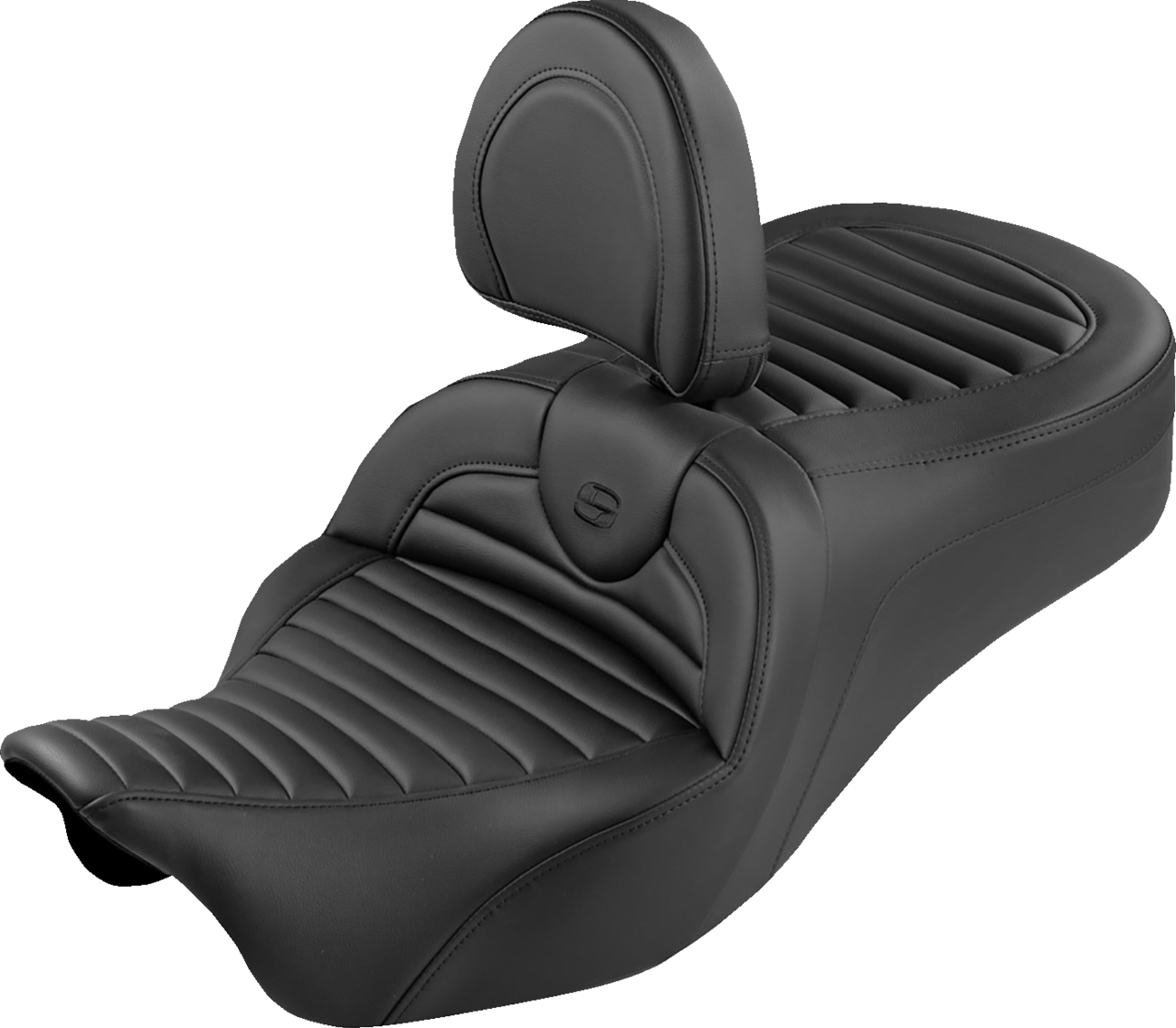 Roadsofa™ King Seat - With Backrest - Tuck-N-Roll - Black Stitch - FLH/FLT '08-'25