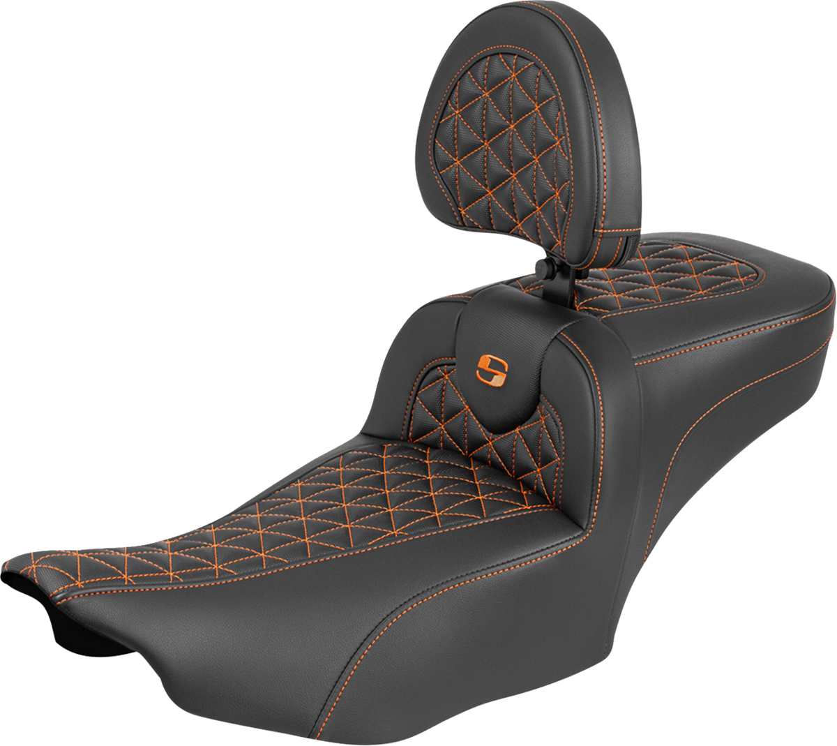 Roadsofa™ Extended Reach Seat - With Backrest - Orange Stitch - FLH/FLT '23-'25