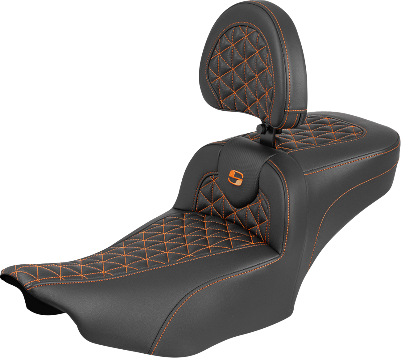 Roadsofa™ Extended Reach Seat - With Backrest - Orange Stitch - FLH/FLT '23-'25