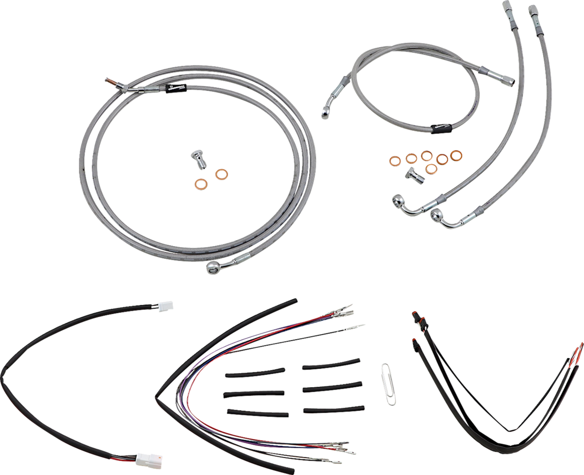 Complete Stainless Braided Handlebar Cable/Brake Line Kit - 14" Ape Hangers - '15-'16 FLTRX