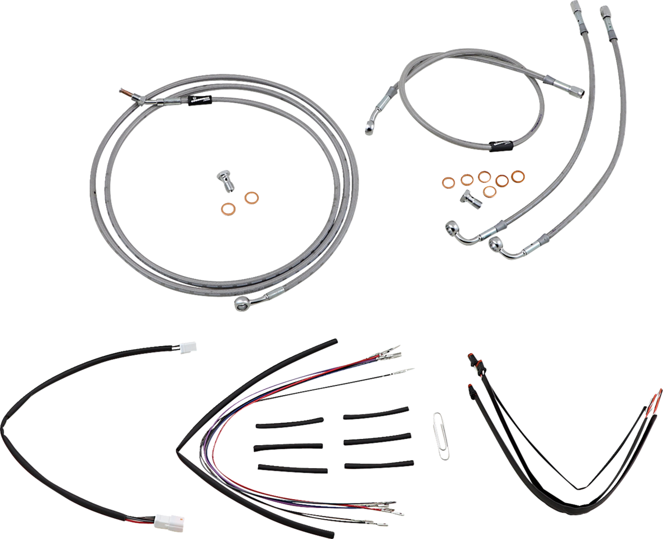 Complete Stainless Braided Handlebar Cable/Brake Line Kit - 14" Ape Hangers - '15-'16 FLTRX