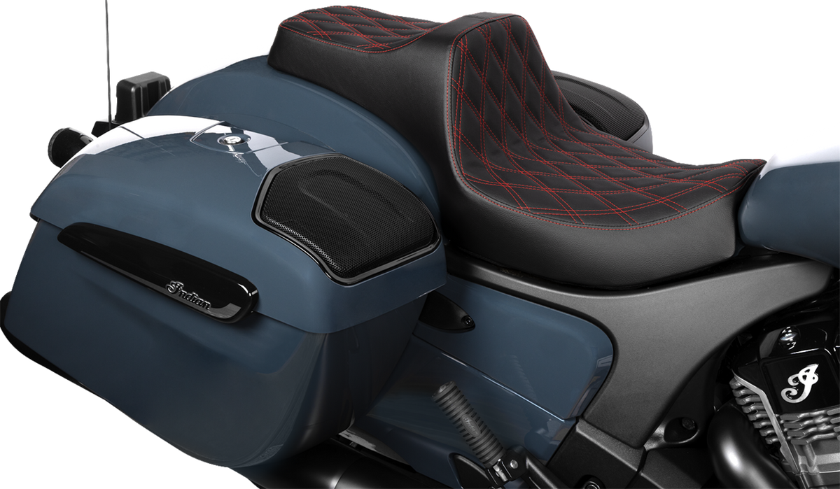 Predator III 2-Up Seat - Vinyl - Double Diamond - Red Stitch - Chieftain '25/Challenger '20-'25