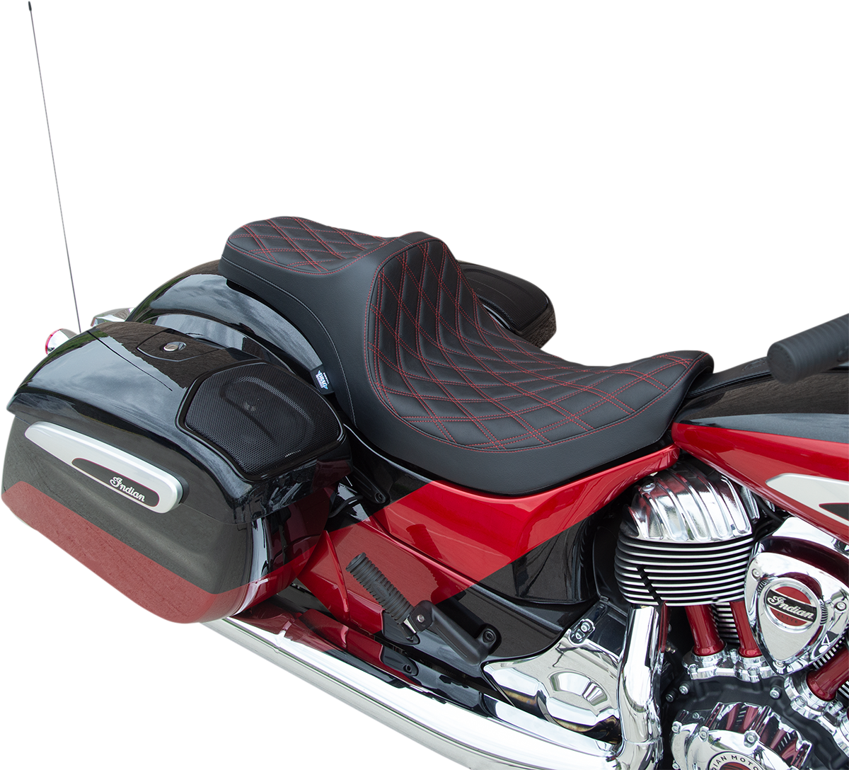 Predator III Seat - Double Diamond - Red Stitching - Vinyl - Indian '14-'22
