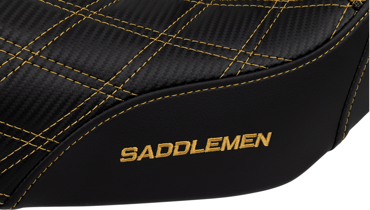 Pro Series SDC Performance Seat - Carbon Fiber/Lumbar Gripper - Gold Stitch - Dyna '06-'17