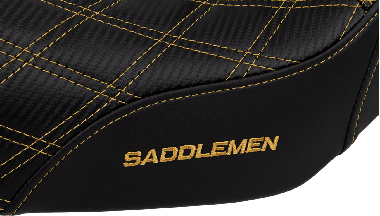 Pro Series SDC Performance Seat - Carbon Fiber/Lumbar Gripper - Gold Stitch - Dyna '06-'17