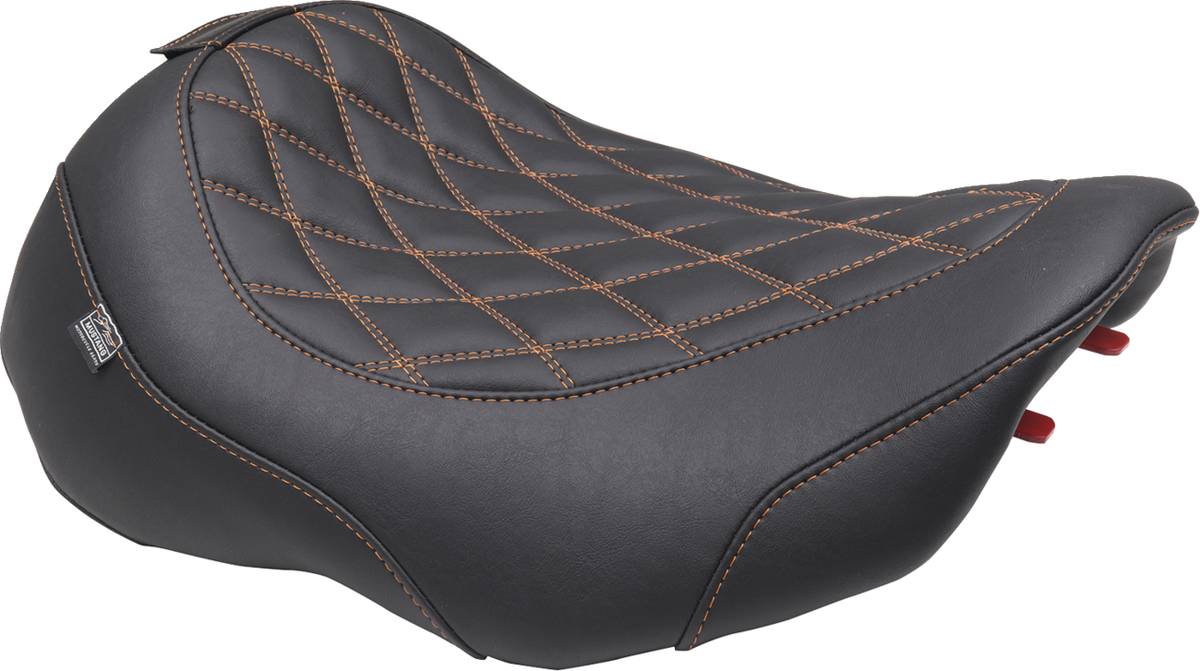 Wide Tripper™ Seat - Solo - Mandarin Orange Stitching - FLT/FLH '23-'25