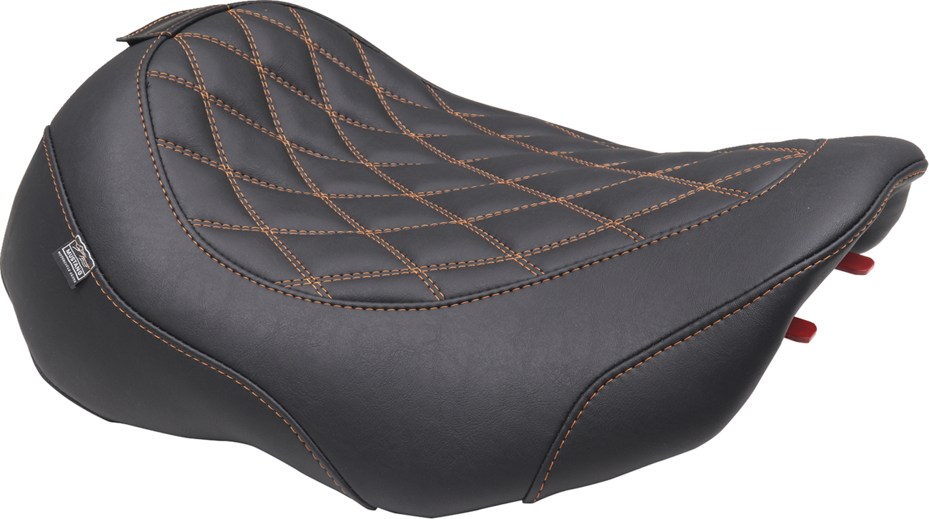 Wide Tripper™ Seat - Solo - Mandarin Orange Stitching - FLT/FLH '23-'25