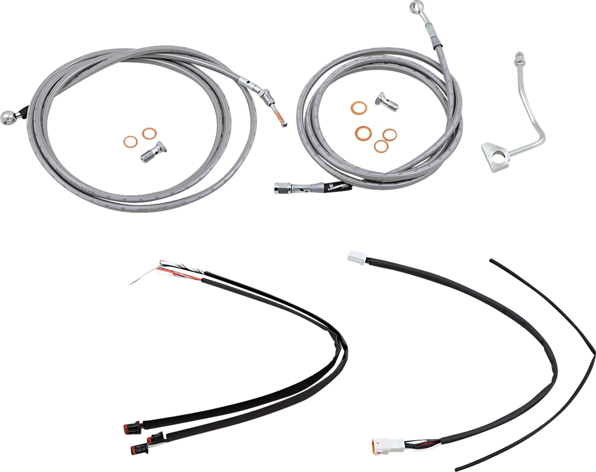 Complete Stainless Braided Handlebar Cable/Brake Line Kit - 16" Ape Hangers - '17-'20 Touring