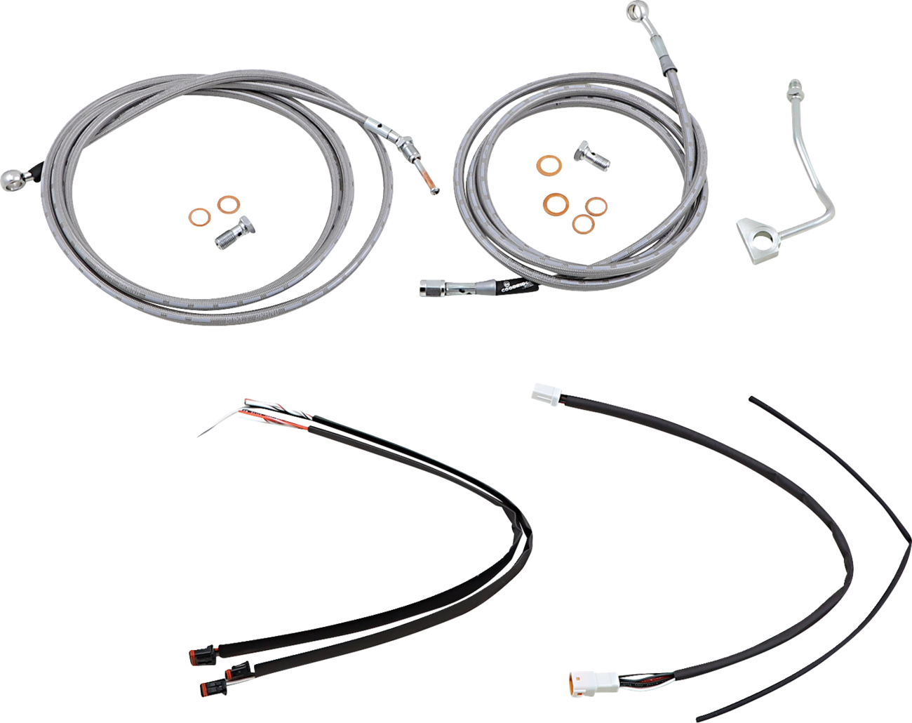 Complete Stainless Braided Handlebar Cable/Brake Line Kit - 16" Ape Hangers - '17-'20 Touring
