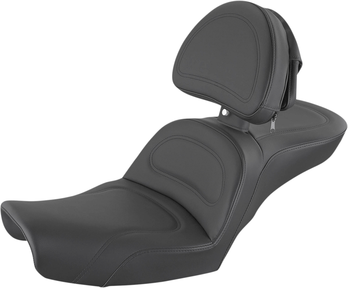 Explorer Seat - With Backrest - Stitched - Black - Dyna