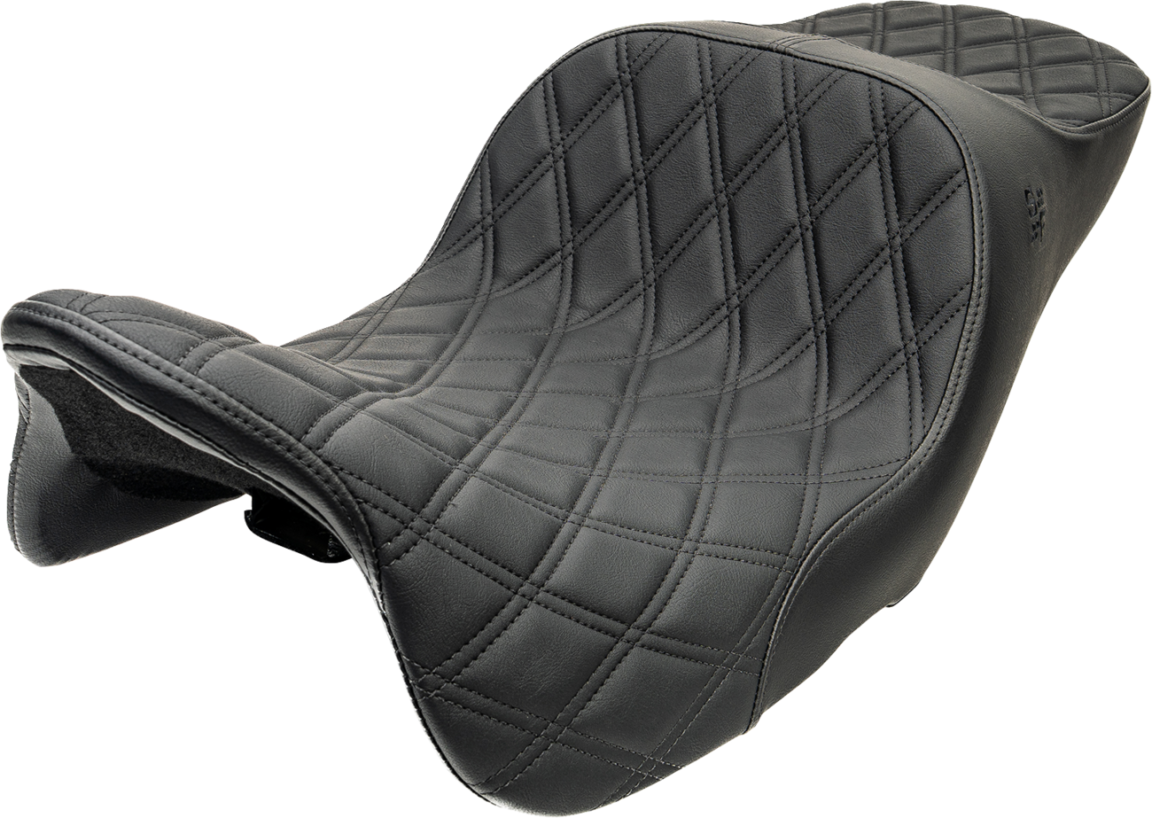 Chariot Seat - Black Double Diamond Stitch - Black Logo - FLH/FLT '23.5-'26
