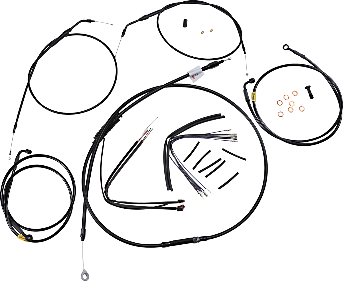 Complete Black Vinyl Handlebar Cable/Line Kit For Ape Hangers - 16" - '12-'17 FXD