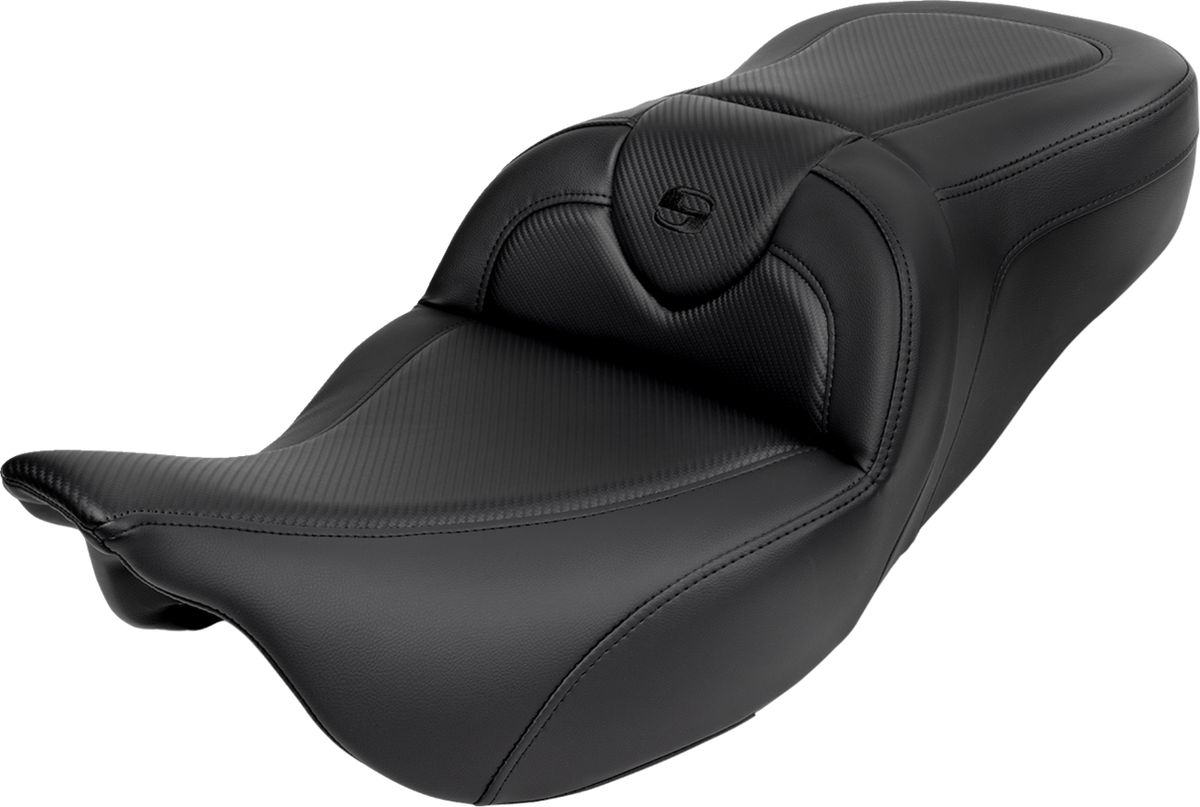 Roadsofa™ Seat - With Backrest - Carbon Fiber - Black Stitch - FL '08-'19