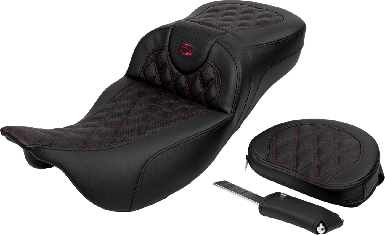 Roadsofa™ Extended Reach Seat - Lattice Stitch - Wine Berry Stitch - With Backrest - FL '08-'24