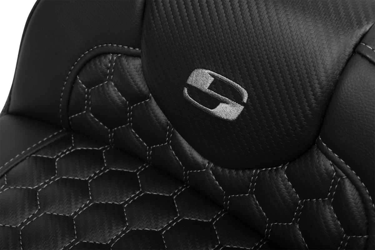 Roadsofa™ Extended Reach Seat - With Backrest - Honeycomb - Dark Gray Stitch - FLTR/FLHX '23-'24