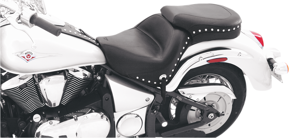Seat - Wide - Touring - Without Backrest - One-Piece - Chrome Studded - Black W/Conchos - VN900