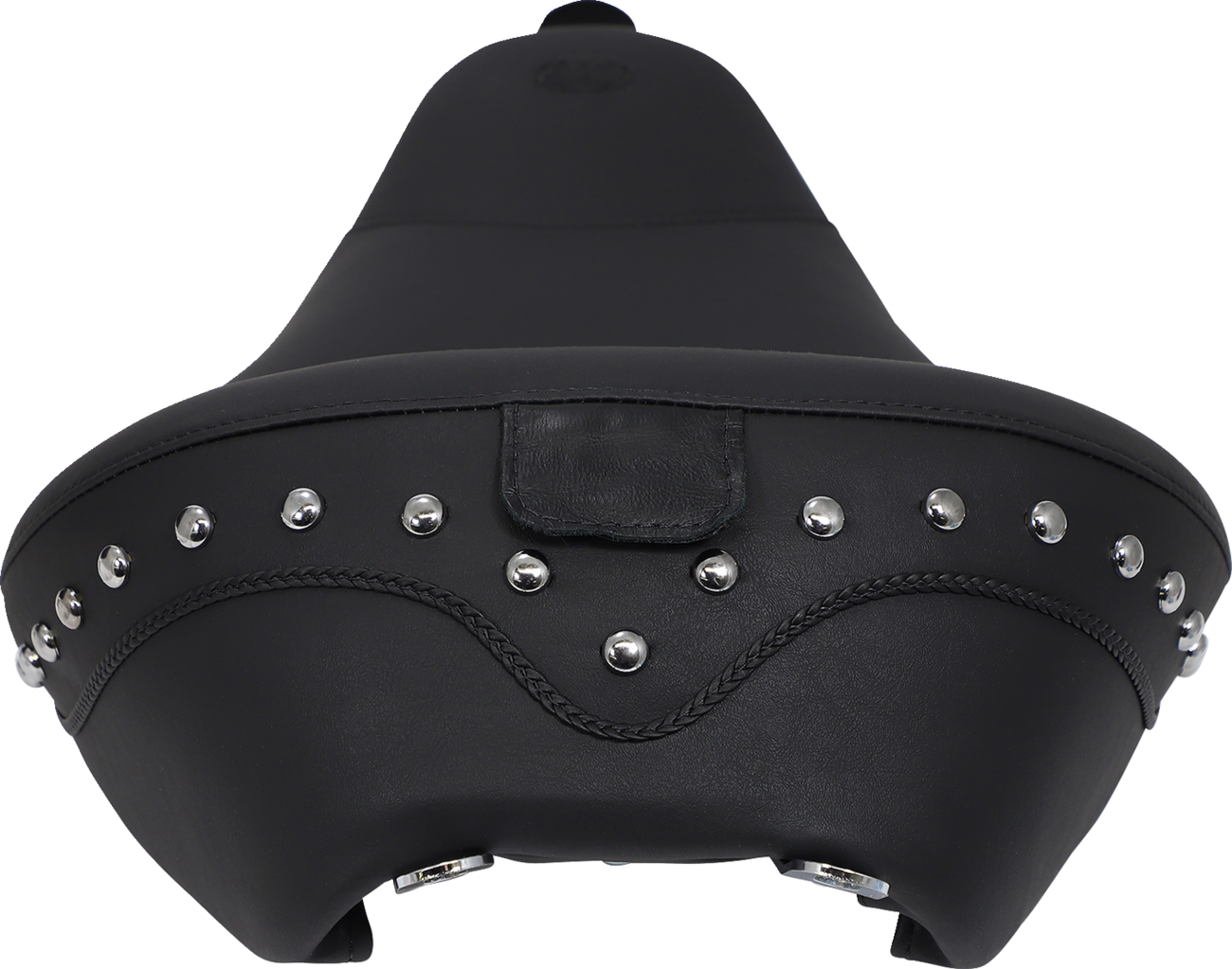 Wide Solo Seat - With Backrest - Black - Studded W/ Concho - FLH/FLT '08-'25