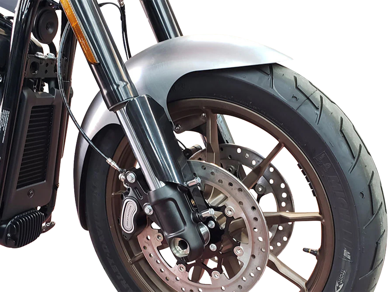 Cafe Front Fender - 19" Wheel - Black Inverted Fork Adapter - HD Softail '18-'26