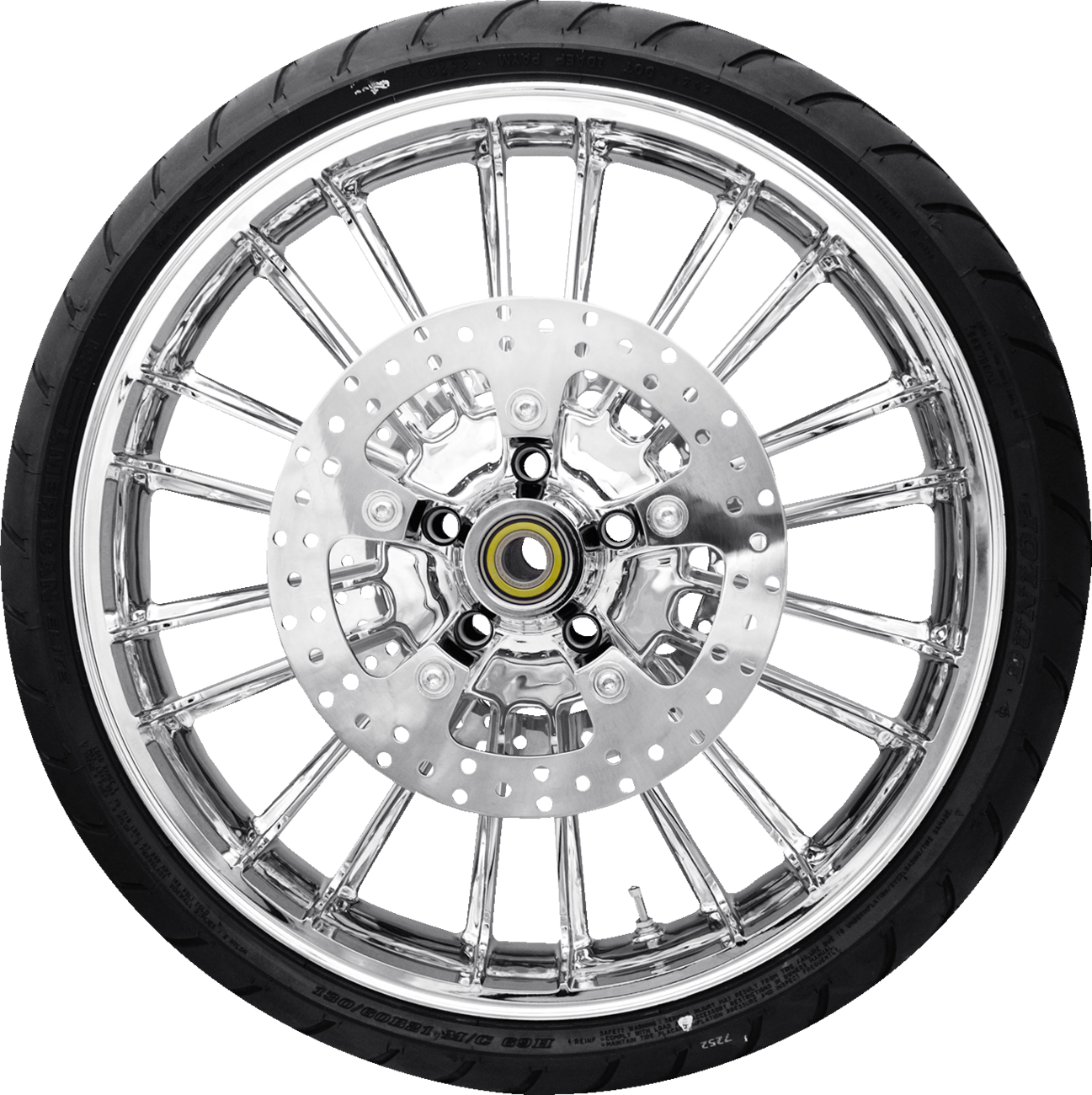 Atlantic Front Wheel - Chrome (21") | Rotors (11.8") | Dunlop AE2 Tire (130/60b21)