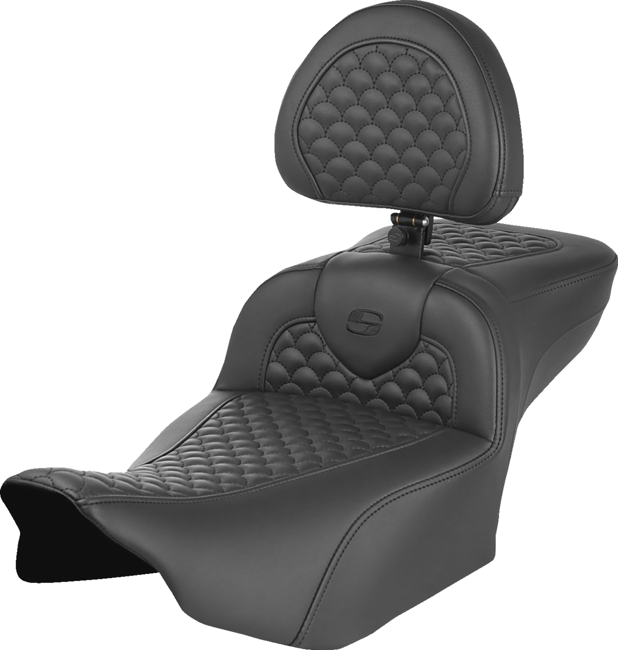 Roadsofa™ Seat - Dragon Scale Stitch - W/ Backrest - Extended Reach - FLTR/FLHX '23-'25