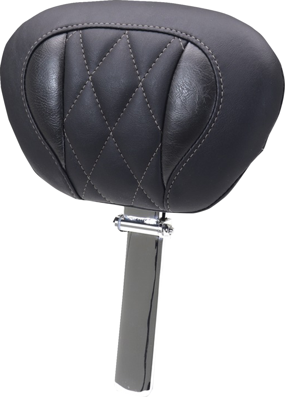 Deluxe Driver Backrest - Diamond - Gunmetal Stitching - FLT/FLH '23-'25