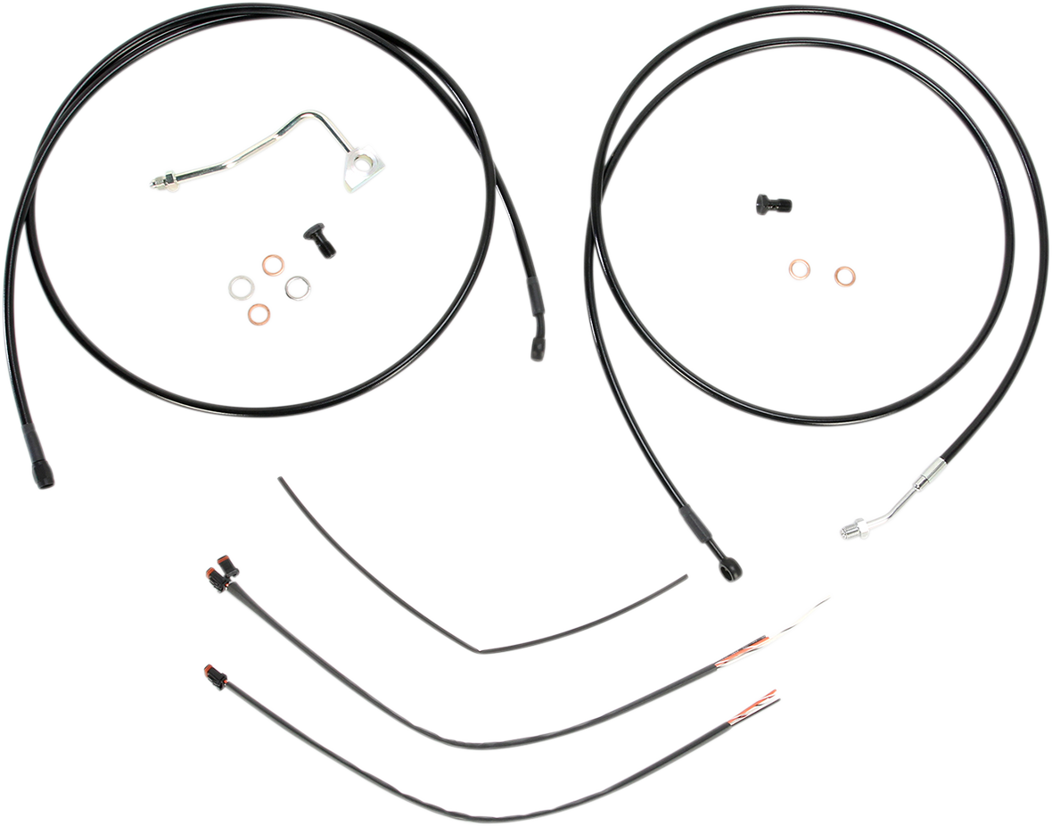 Complete Black Vinyl Handlebar Cable/Line Kit For Ape Hangers - 13" - ABS - '14-'16 FLH