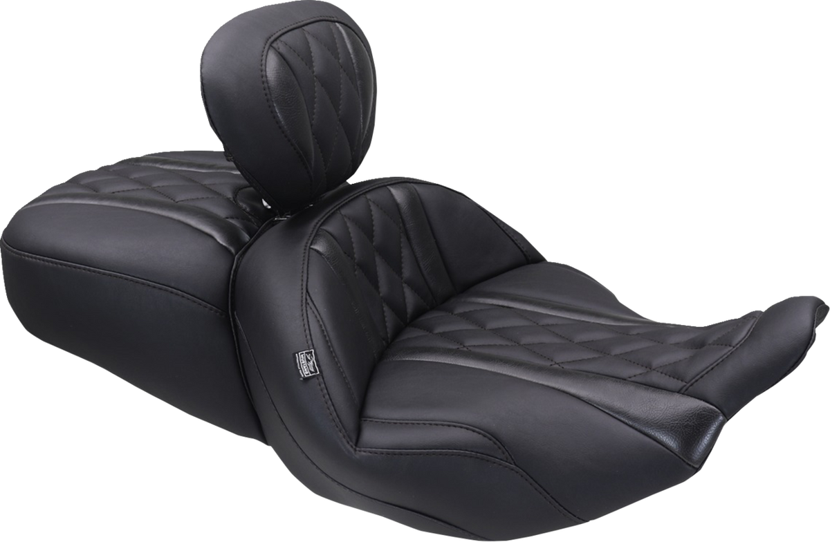 Deluxe Driver Backrest - Diamond - Black Stitching - FLT/FLH '23-'25