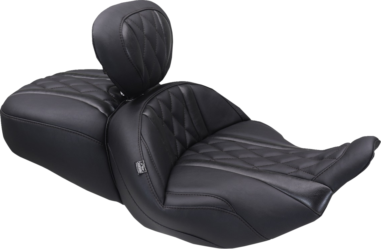 Deluxe Driver Backrest - Diamond - Black Stitching - FLT/FLH '23-'25