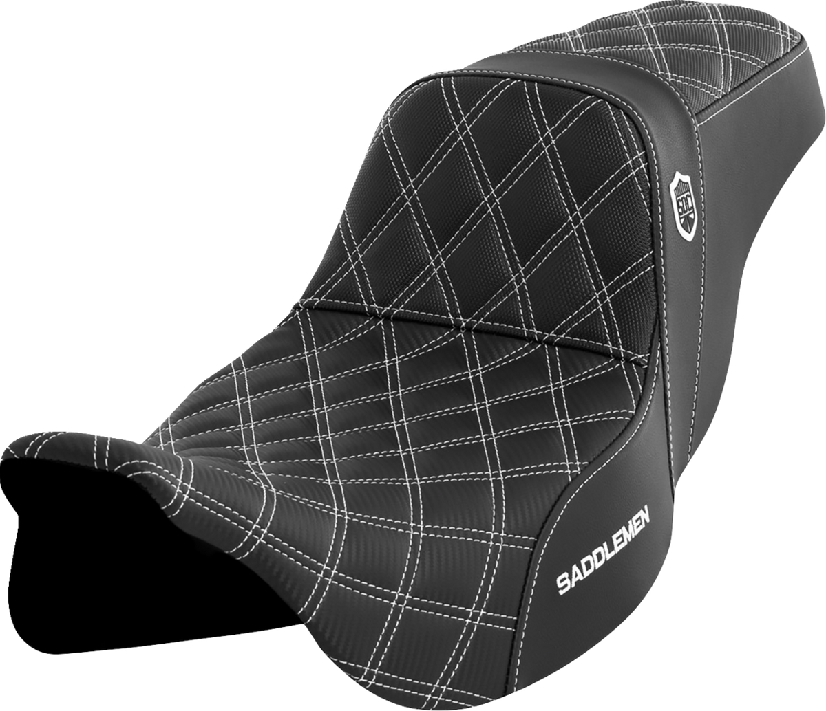 Pro Series SDC Performance Seat - W/O Backrest - White Stitch - FLH/FLT '08-'23