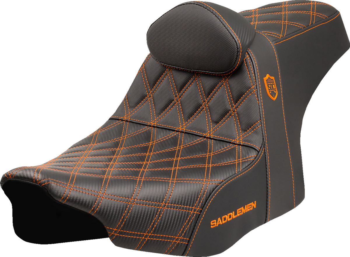 Pro Series SDC Performance Seat - Orange Stitching - W/ Backrest - FLT/FLH '23-'25