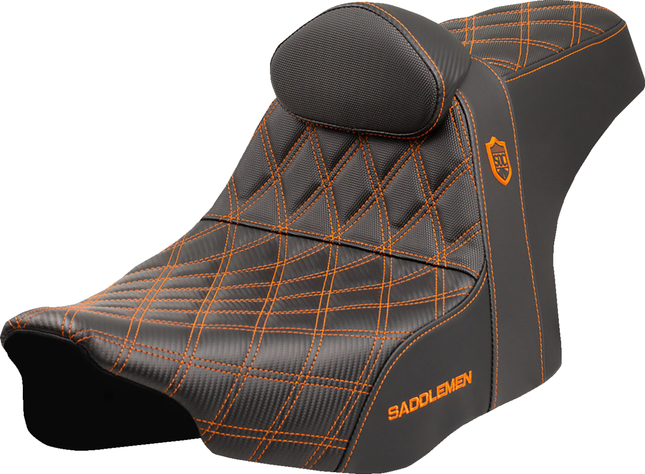 Pro Series SDC Performance Seat - Orange Stitching - W/ Backrest - FLT/FLH '23-'25