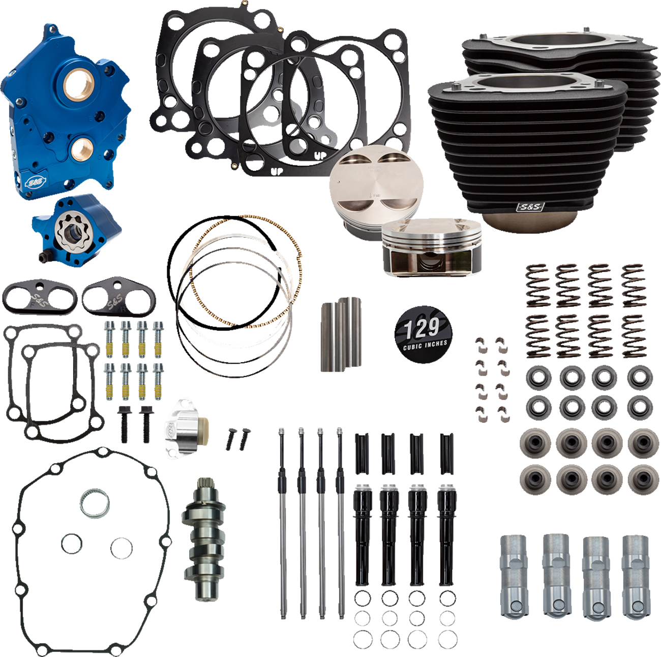 129" Power Package Engine Performance Kit - Chain Drive - Oil Cooled - Non-Highlighted Fins - M8