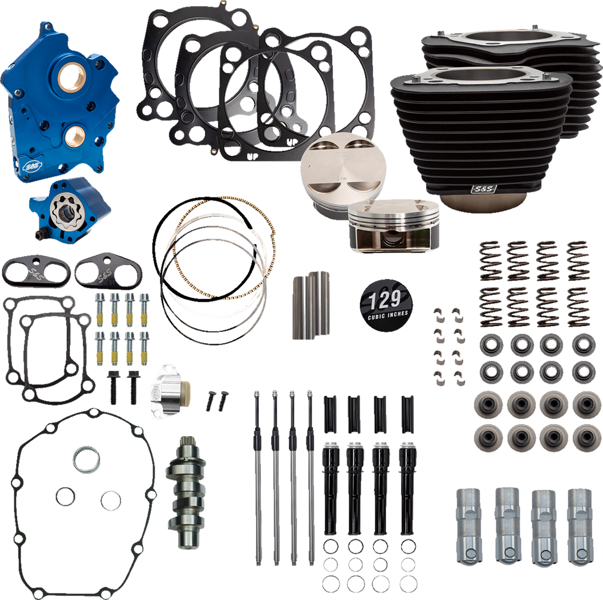 129" Power Package Engine Performance Kit - Chain Drive - Oil Cooled - Non-Highlighted Fins - M8