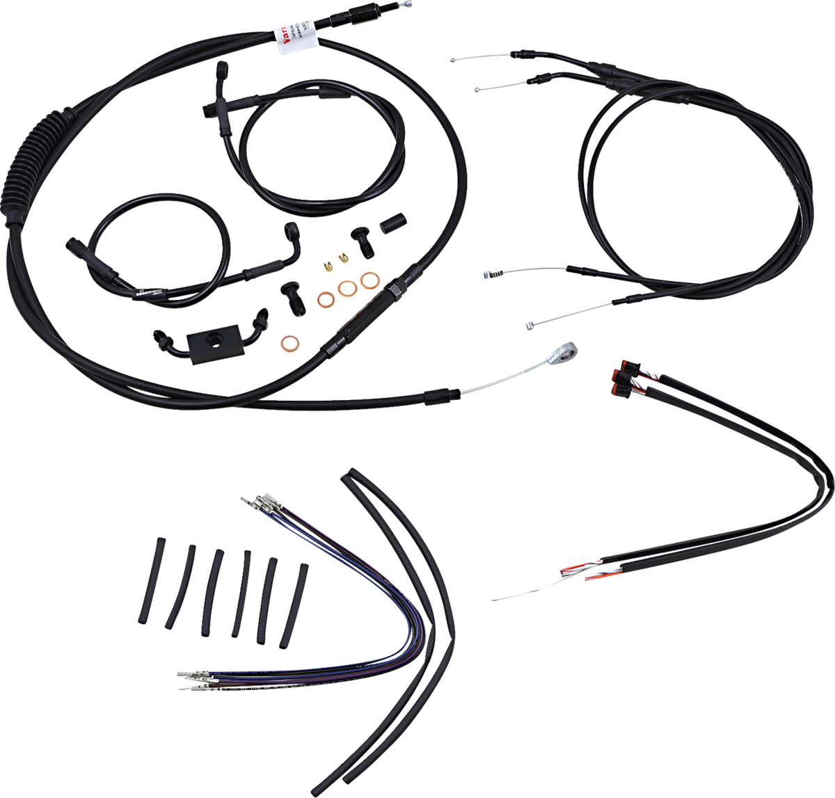 Complete Black Vinyl Handlebar Cable/Line Kit For Ape Hangers - 16" - ABS - '12-'17 Dyna