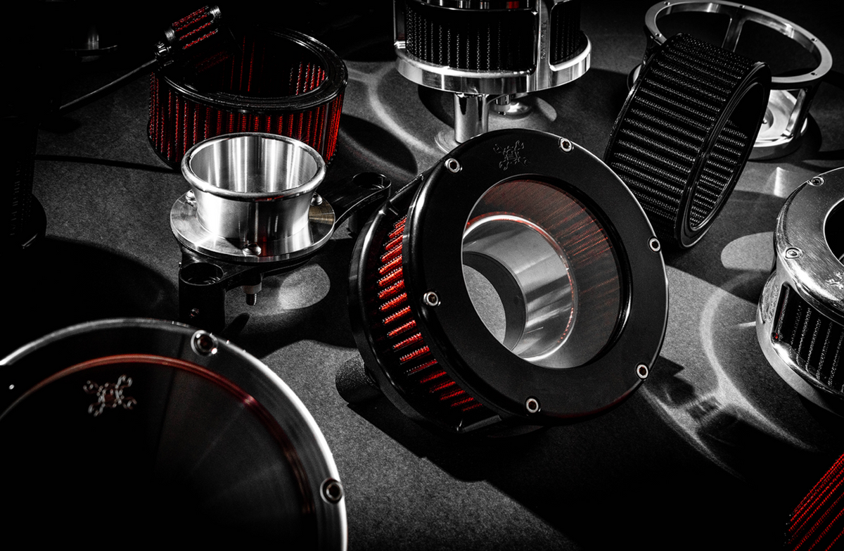 BA Air Cleaner Kit - Black/Clear With Red Filter - M8