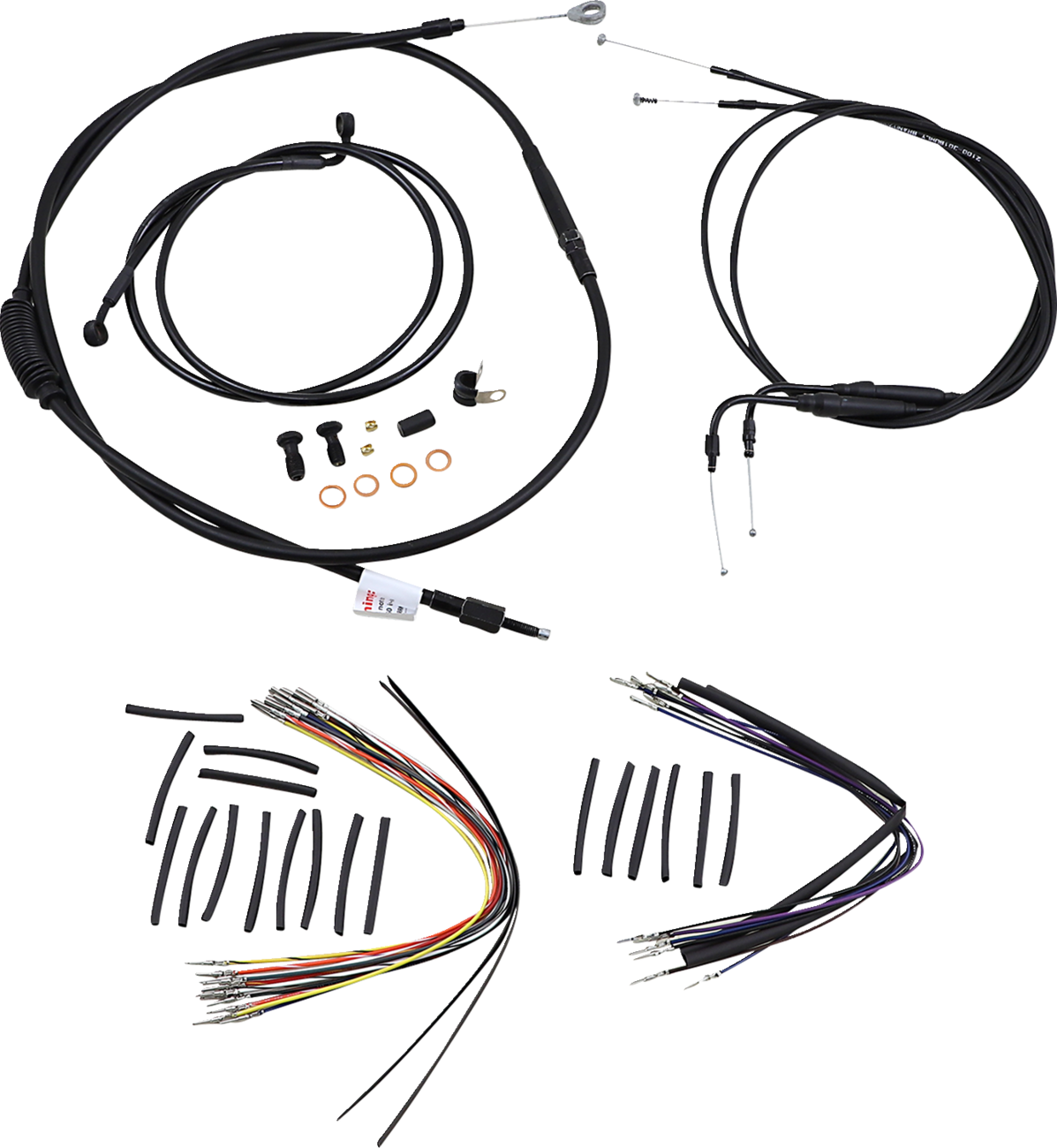 Complete Black Vinyl Handlebar Cable/Line Kit For Ape Hangers - 16" - '00-'06 FLST