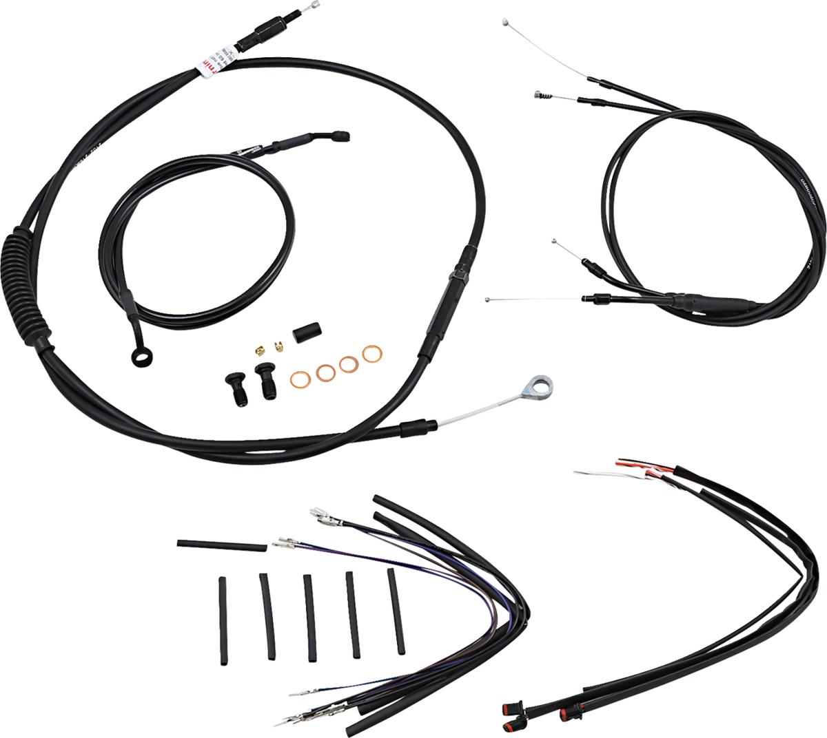 Jail Bar Cable Kit - 14" Handlebars - Black Vinyl - '12-'17 Dyna