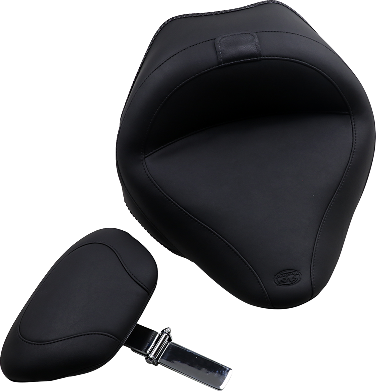 Wide Solo Seat - With Backrest - Vintage - Black - Smooth - FL/FX '11-'17
