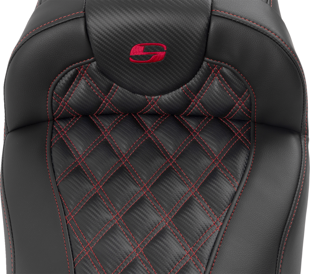 Roadsofa™ Extended Reach Seat - With Backrest - Lattice Stitch - Red Stitch - FLTR/FLHX '23-'24